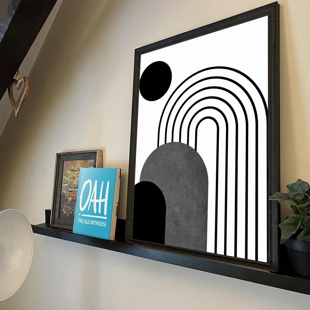 Bauhaus Black And White Lines Modern Poster  Coffee House Bar Room Wall Decor