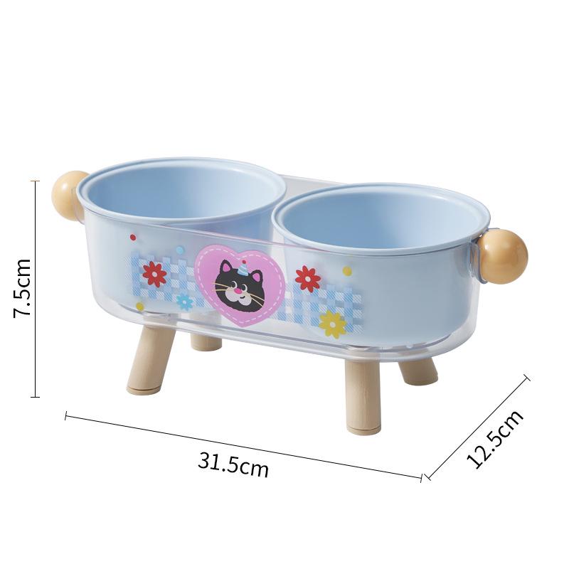 Stainless Steel Elevated Anti-Slip Double Pet Bowl with Cervical Protection