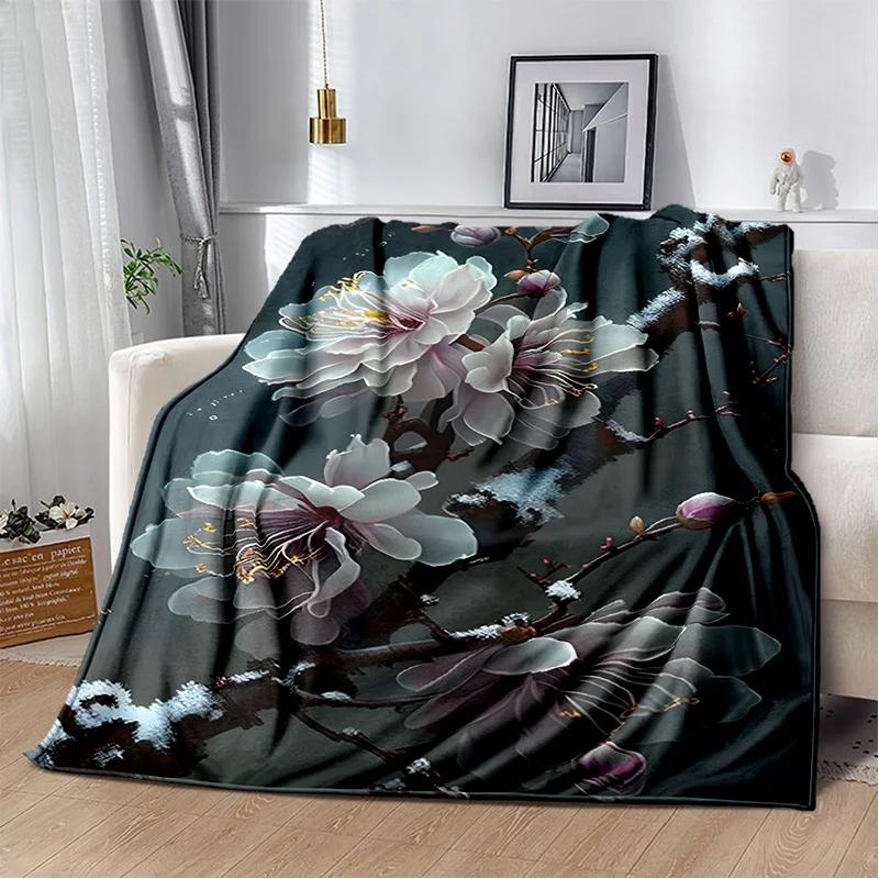Nordic Love Rose Flowers Daisy Blanket,Soft Throw Blanket for Home Bedroom Bed Sofa Picnic Travel Office Rest Cover Blanket Kids