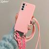 Cordão para Celular com Alça Transversal Pulseira de Acrílico Capa de Silicone Macia Para Samsung S24 Ultra S23 Plus S22 S21 Colar Doce Capa com Alça de Ombro