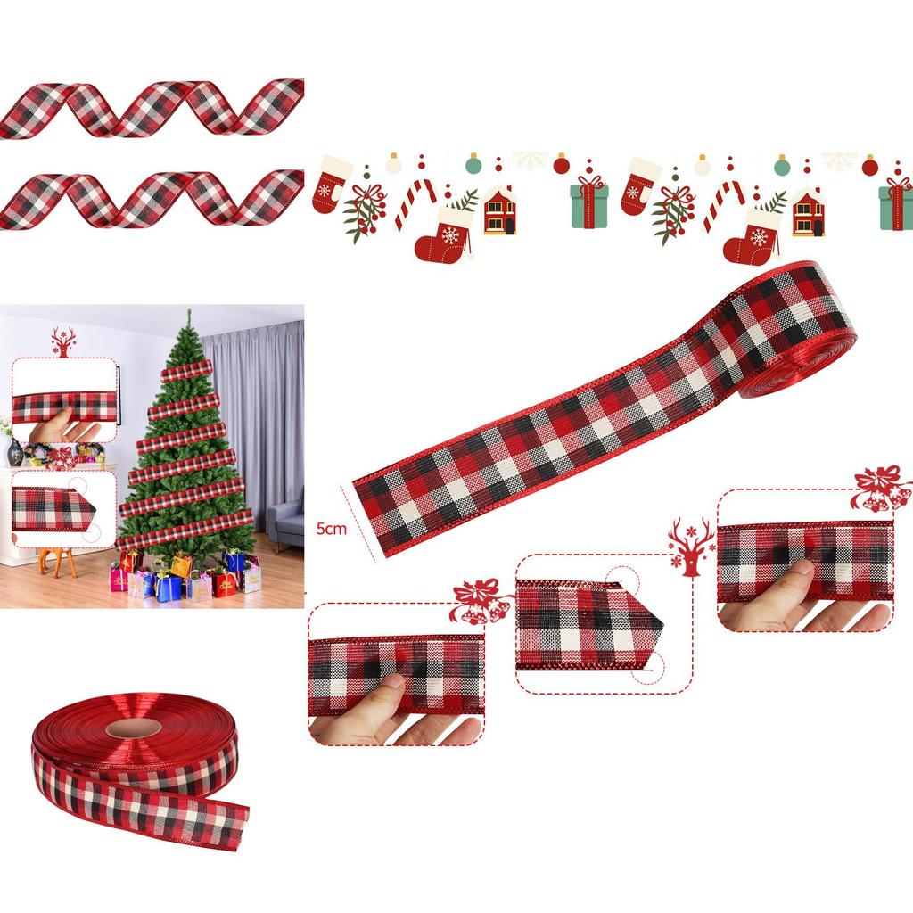 Charming 2m Scottish Plaid Christmas Ribbon Versatile Fabric For Stylish Trees