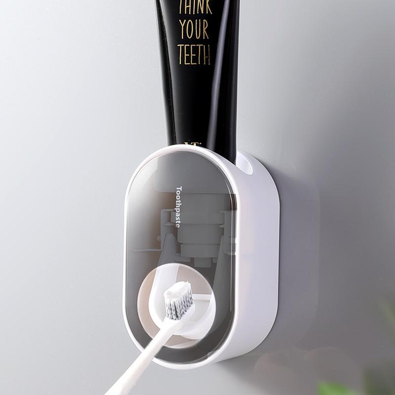Automatic Wall-Mounted Toothpaste Dispenser & Toothbrush Holder with Suction Cup