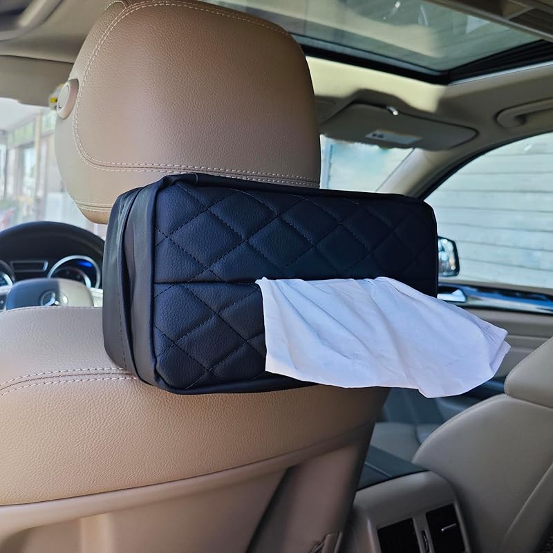 Car Tissue Holder For 120 Standard Tissue,Leather PU Tissues Box Cover For Car Backseat,Extra Large Rectangle Napkin Holder Soft Rectangular,Fits For