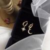 925 Sterling Silver Asymmetry Piercing Moon Star Stud Earring for Women Girls Wedding Jewelry