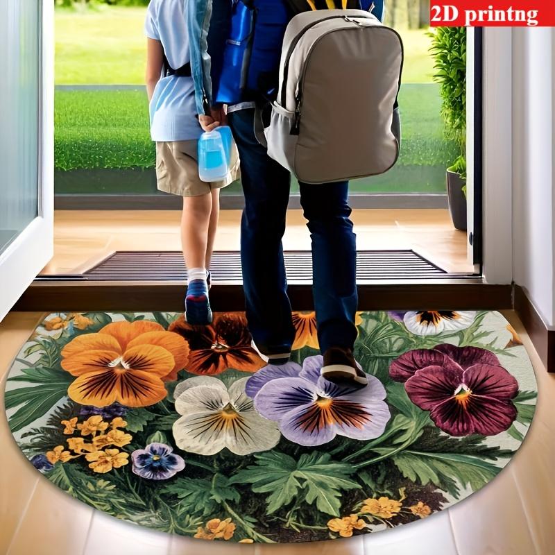 1Pcs Daisy Semi Circle Welcome Doormat Non-Slip for Outdoor Patio Porch Kitchen Bathroom Entryway Floor Mat