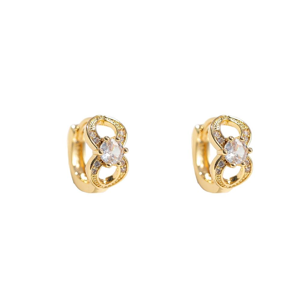 European & American Fashion Zircon 8-Shaped Gold-Plated Earrings