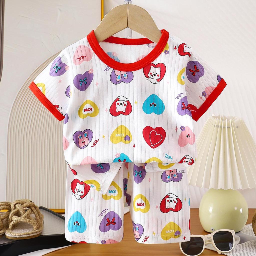 Kids' Summer Cotton Two-Piece Set - Korean Style T-Shirt & Shorts for Boys & Girls
