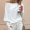 Women Sweater Off Shoulder Raglan Sleeve Pullover Knitted All Match One Shoulder Top for Daily Wear