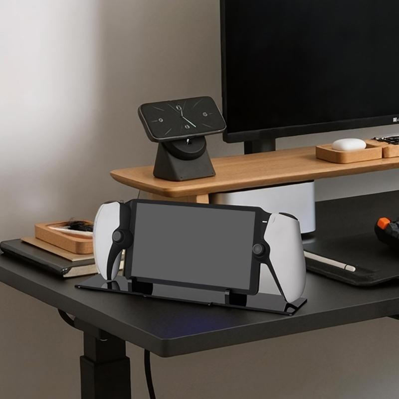 Acrylic Gaming Stand Holder For Remote Player Devices Secure Double Slot Base Compatibility With Tablets And Keypanel