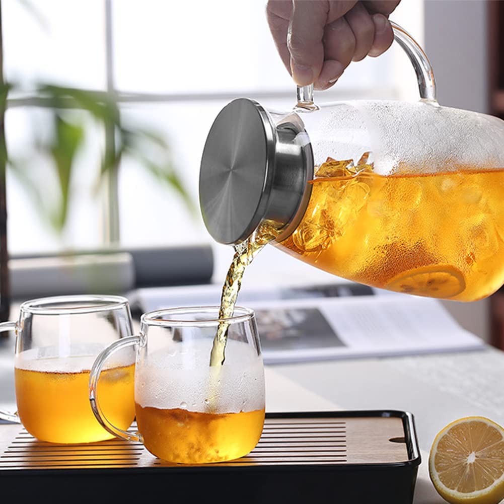 Artispro Glass Teapot, Heat-Resistant, 1.5 Liter, Stainless Steel, with Integrated Tea Strainer Lid