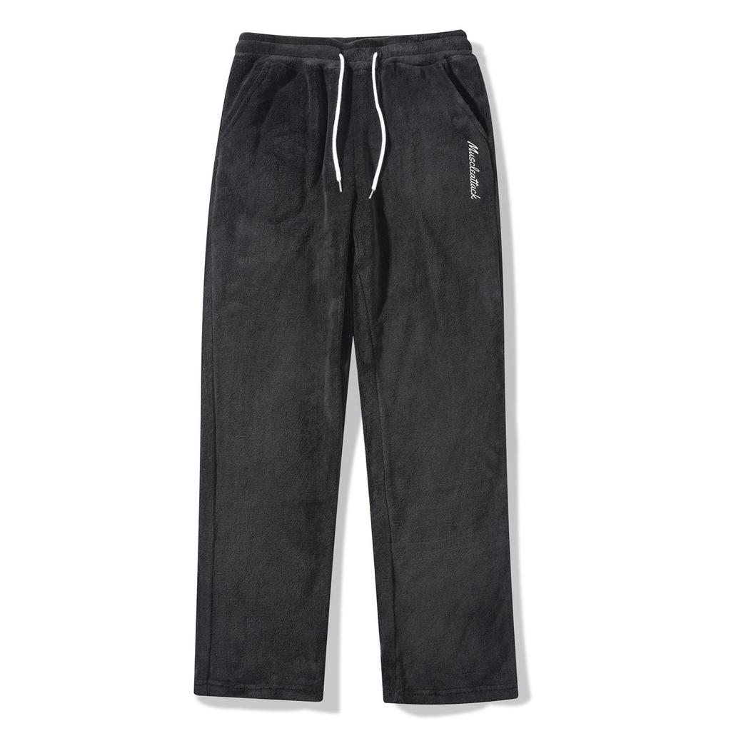 Men's English Print Drawstring Sports Casual Straight Trousers