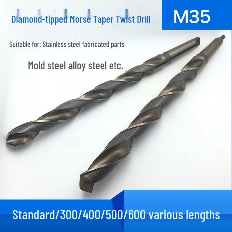 M35 Cobalt Extended Twist Drill for Deep Holes In Stainless Steel, Special Long Flute, Sizes 31-32-34-35, Lengths 450-600.