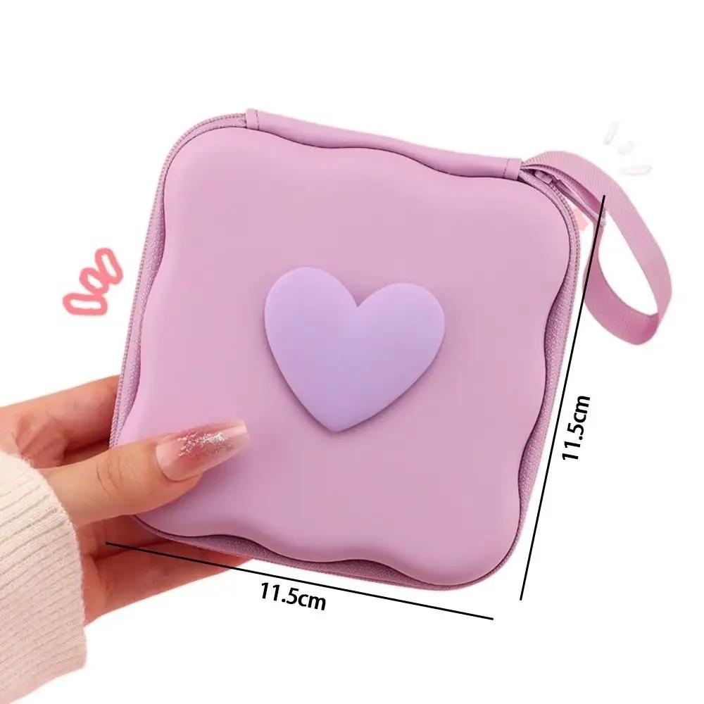 Fashion 3D Love Heart Storage Bags Portable Multifunctional Zipper Bag Convenient Pocket Pouch Headphone Data Cable