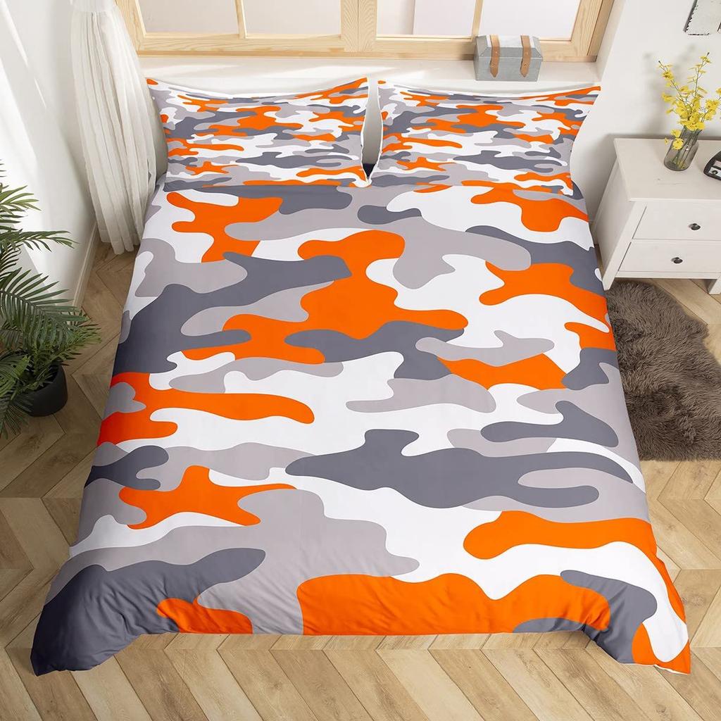 Red Camouflage Pattern Duvet Set Three-Piece Set Bedding Bedroom Decoration