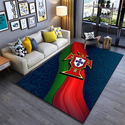 Portugal Emblem with Red Stripes Suitable As a Non-slip Mat for the Living Room or Bedroom Sofa