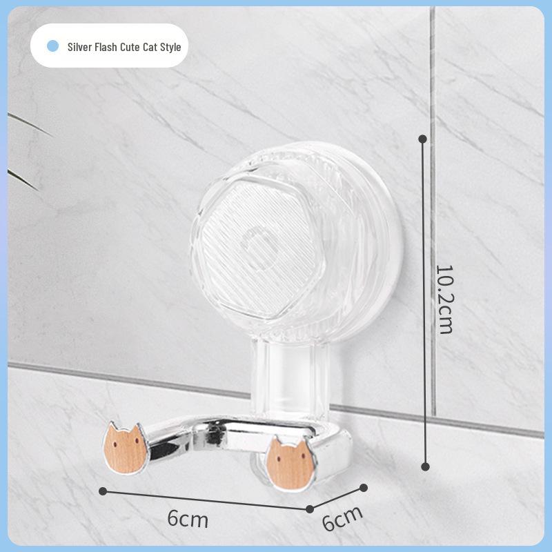 Elegant No-Drill Rotating Suction Cup Double Hook for Bathroom and Kitchen Storage