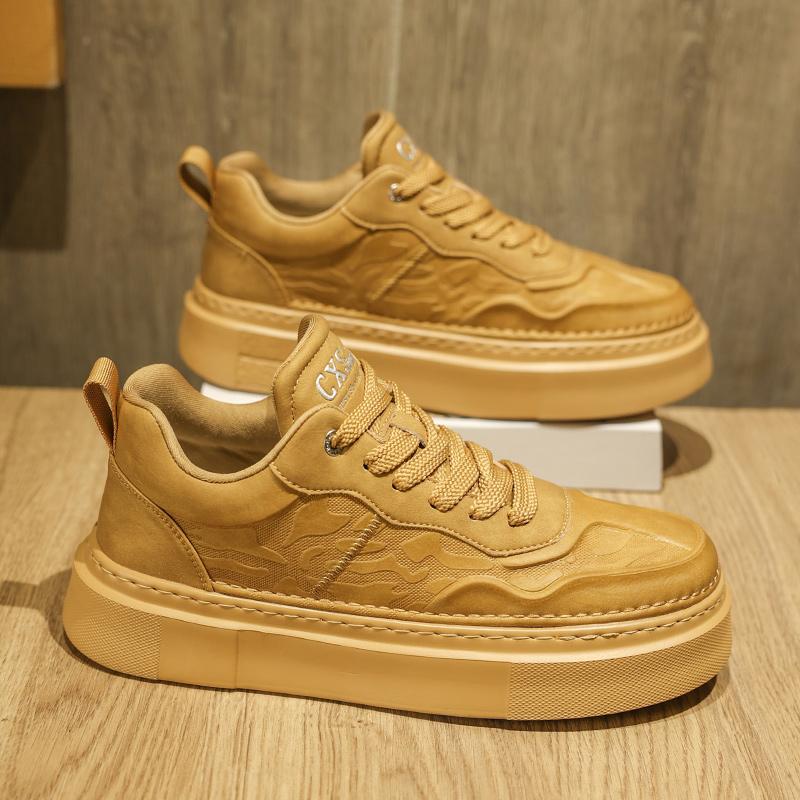 Autumn Feeling White Board Shoes Casual Leather Shoes Sports Thick Sole Increase