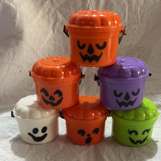 3/7Pcs Mini Pumpkin Bucket Striking Nostalgic Design Weird Atmosphere Spooky Mini Pumpkin Bucket Ornament
