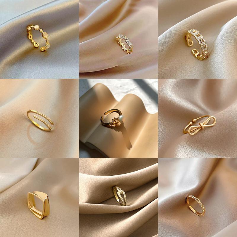 Exquisite Korean Rhinestone Five-pointed Star Adjustable Open Ring For Women Fashion Jewelry