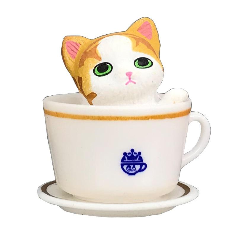 Cute Simulation Teacup Cat and Dog Mini Animal Miniature Landscape Decoration Garden Bonsai Decoration Gift Toy Cake decoration Figure