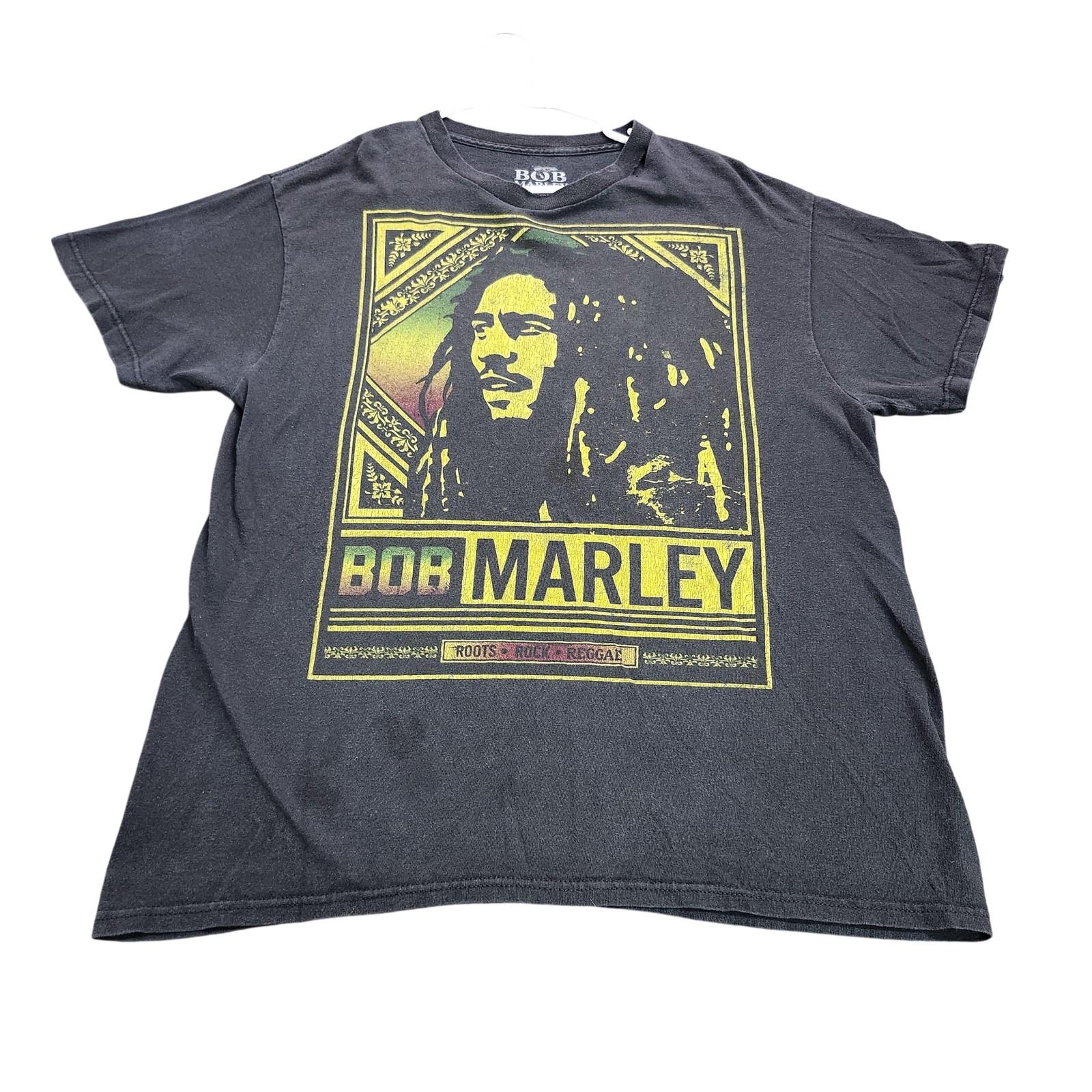 Bob Marley Shirt Mens Large Black Portrait Roots Reggae Graphic Tee Music Top Unisex T-Shirt XL