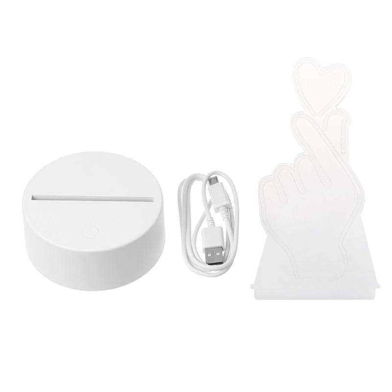 

USB Novelty 7 Colors Changing Finger Heart LED Night Light 3D Desk Table Lamp Ho