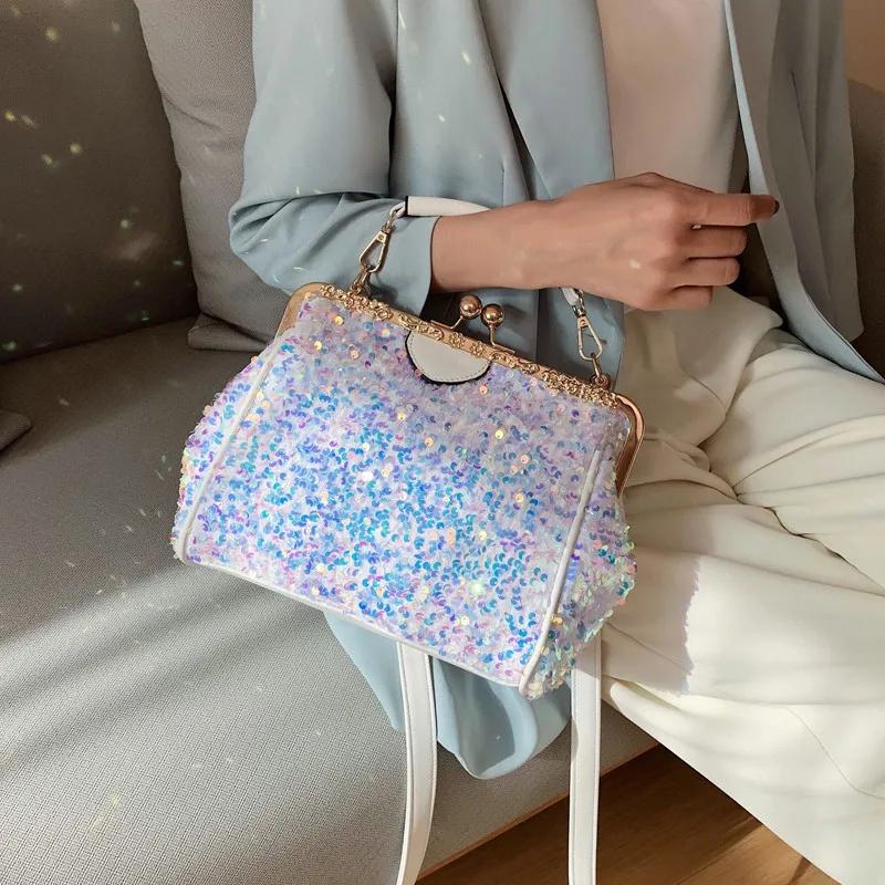 Fashion Sequins Women Handbag PU Leather Shoulder Bag for Crossbody Bag 2026 New Sparkles Ladies Hand Bag Female Totes Frame