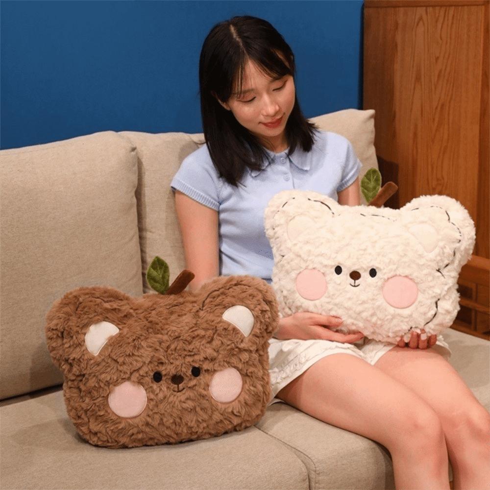 Blush Cheek Stuffed Pillow Cute Bear Face Plush Pillow Sofa Cushion Waist Protection