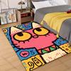 Multiple Sizes Pink Cat Cartoon Graffiti Style Carpet for Living Room Bedroom Sofa Home Decor Rus Non-slip Floor Mat Luxury Gift