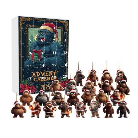 Advent Calendar 24-Day Countdown Decoration Ape Man Themed Family Christmas Advent Calendar Festival Hanging
