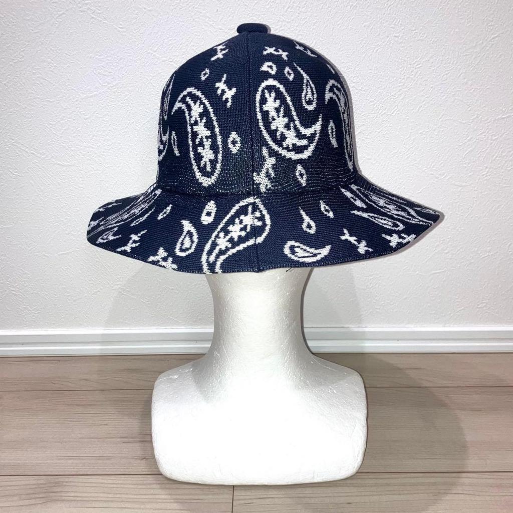 Used M Good Condition Kangol Paisley Pattern Long Brim Bucket Hat Navy Navy