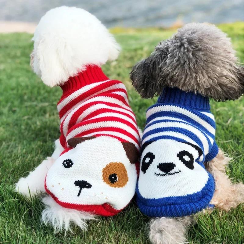 Winter Knitting Sweater For Small Medium Large Dogs, Dog Stripes Pullover Xmas Elk Big Dog Clothes Labrador Jumper Costume