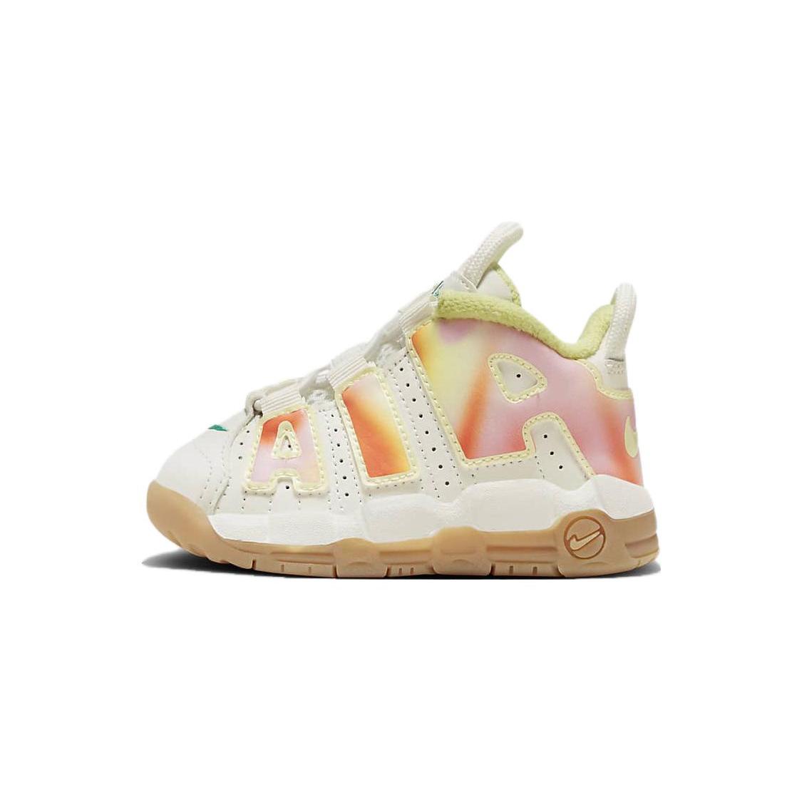 

New Nike Air More Uptempo Cushioning Wear-Resistant Low-Top Toddler Shoes White Umber Infant And Toddler FB7707-100 25