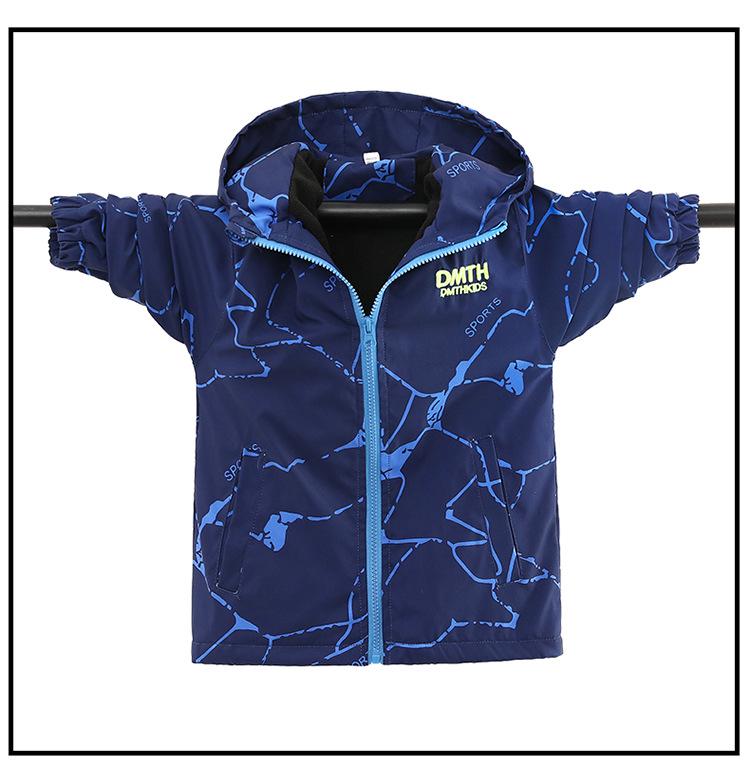 Boys' Fleece-Lined Windbreaker: 2025 Spring/Autumn New Trench Coat, Windproof Jacket for Middle & Big Kids