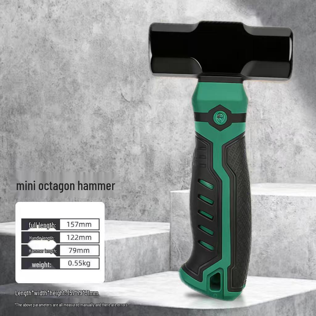 Mini Sledgehammer: Multi-Functional Short-Handled Iron Hammer with Nail Puller and Octagonal, Round-Headed Design.