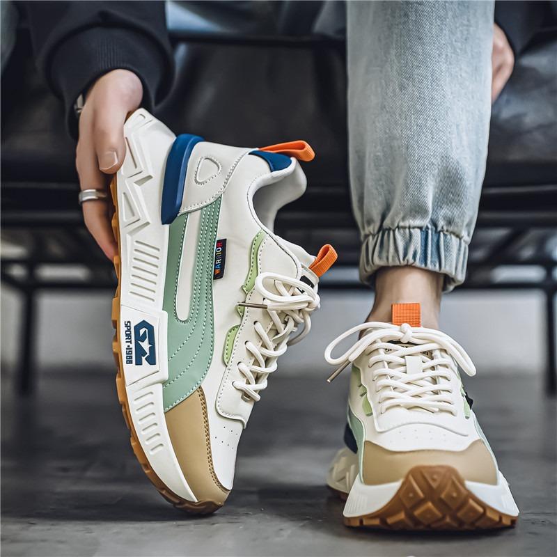 Herrenschuhe für vier Jahreszeiten Herbst Lederoberfläche dicke Sohle erhöht rutschfest abriebfest Herren Sportschuhe lässige Herrenschuhe