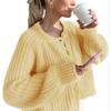 2025 Autumn/Winter New Women's Fashion Street Casual Solid Color Knitted Cardigan Round Neck Long Sleeve Sweater