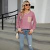 Autumn and Winter Round Neck Contrasting Loose Top Long Sleeved T-shirt