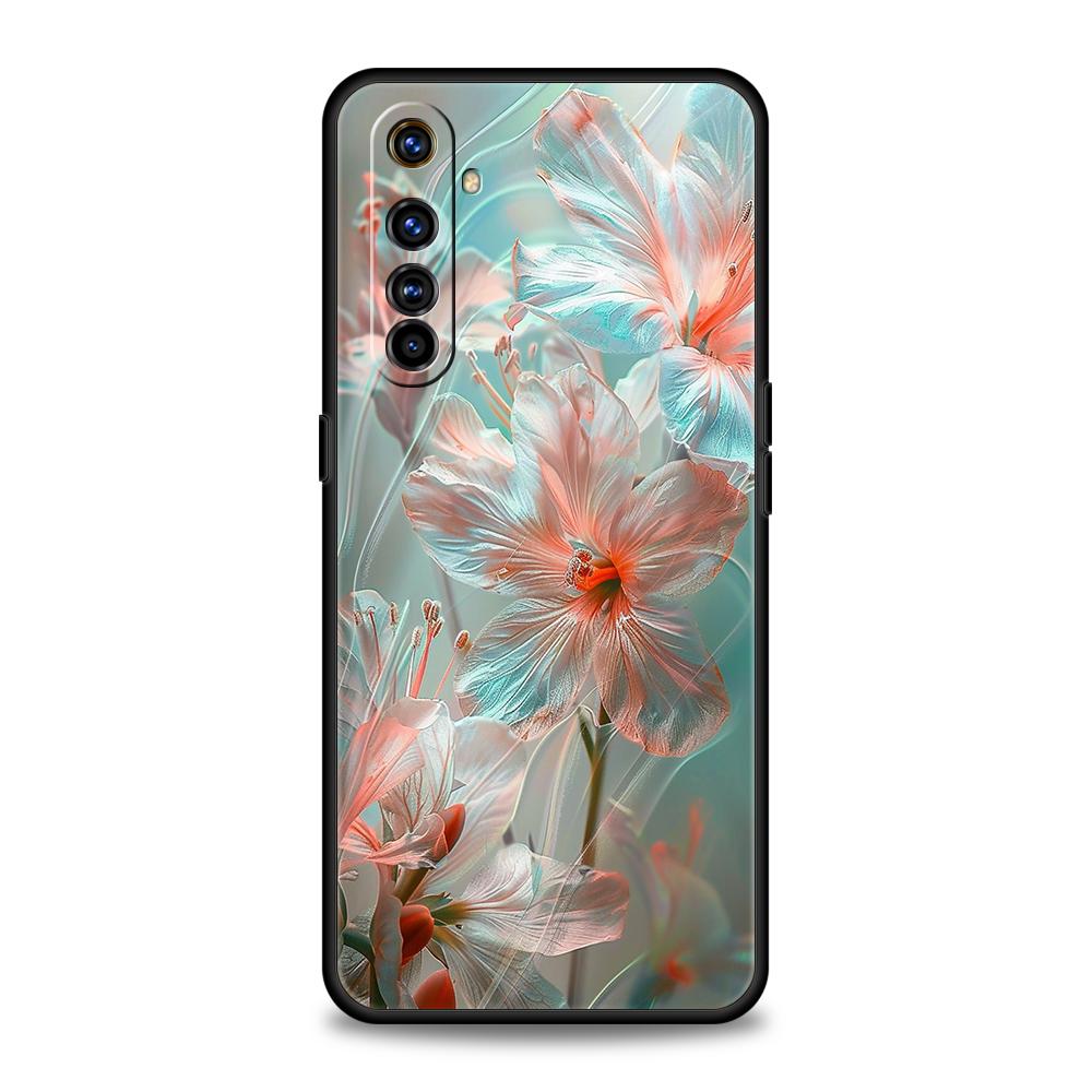 Realistic Lily Flower Print Soft TPU For Realme 12 11 10 9 Pro Plus GT2 GT3 GT5 7 8 Pro C21 C25 C35 Pro 5G Shockproof Phone Case