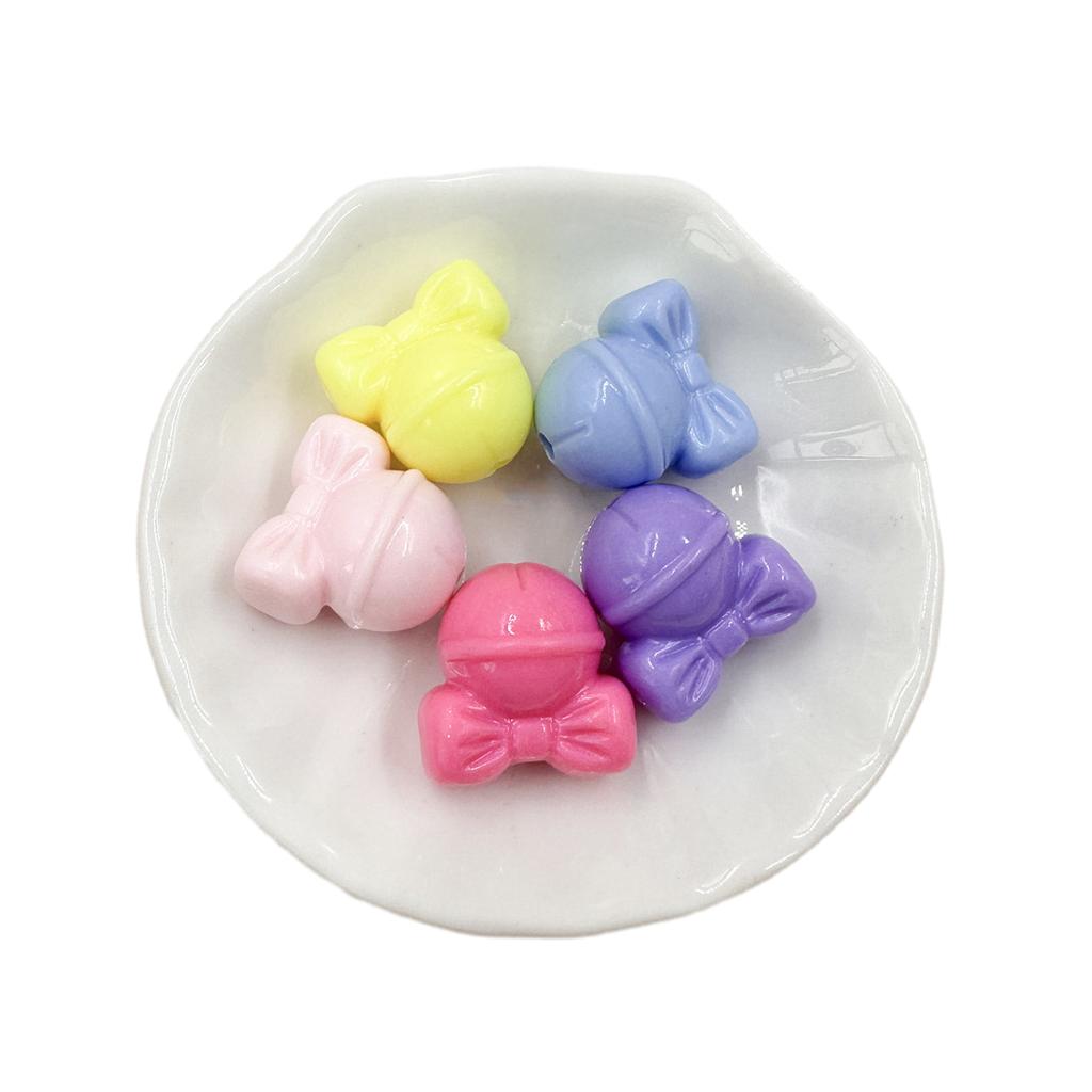 Christmas Gift 19.3*18.9mm Mobile Phone Chain Bracelet Creative Accessories Necklace Acrylic 5pcs Bow Bell Beads DIY  Beads