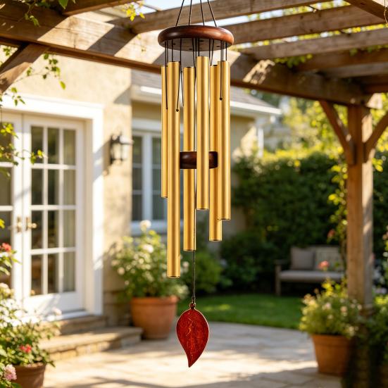 Metal Wind Chime with 6 Aluminum Tubes Garden Hanging Chimes Weather Resistant Wind