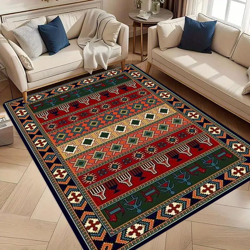 

Ethnic Geometric Pattern Living Room Rug Carpet Home Decoration Non Slip Floor Mat Large Area Rug Nordic Style Modern Style 40X60CM
