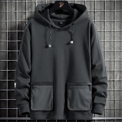 Spring Autumn Multi-Pockets Oversized Hoodie Men Streetwear Adjustable Hooded Hip Hop Sweatshirts Male Pullover Tops Clothes