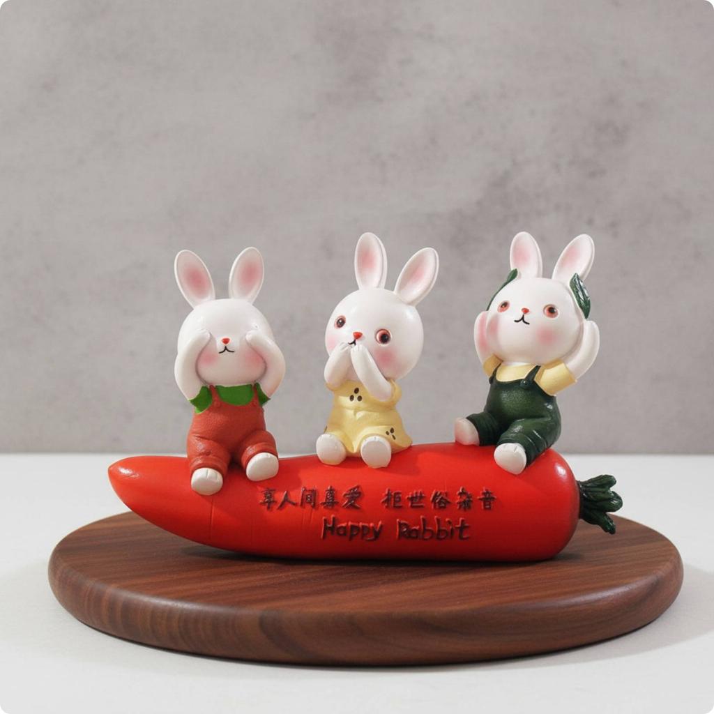 Resin Rabbit Statue European Design Rabbit Bunny Figurine Bunny Figurine Cute Home Decoration Elegant for Desktop