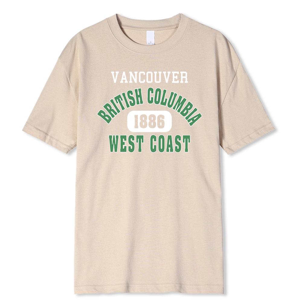 British Columbia West Coast 1886 Green Letter Tshirt Man Casual Tees Breathable Summer Tshirt Short Sleeve