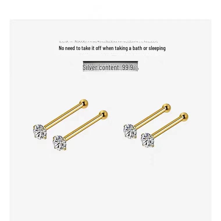 S999 Sterling Silver Mini Zircon Stud Earrings - Simple & Versatile for Summer.