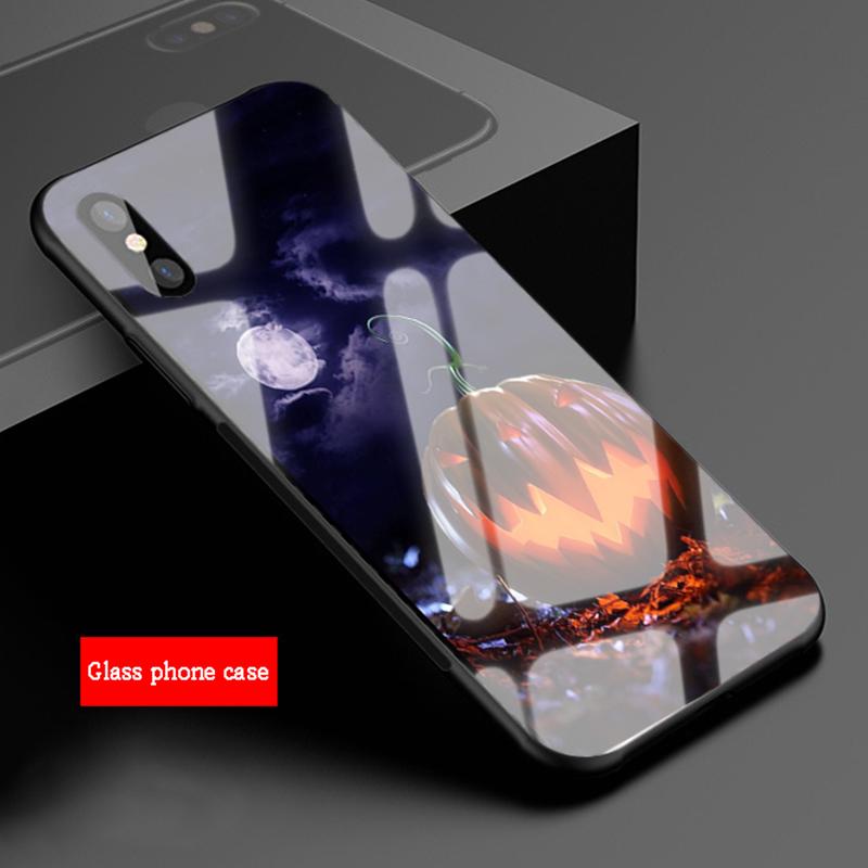 pumpkin Tempered Glass Phone Case For iphone 12 11 Pro Max 5 6 7 8 PLUS X XS XR XSMax Shell 12Pro Cover Shell