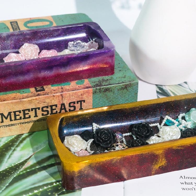 DIY Tray Container Mold Jewelry Organizer Resin Mould Long Strip Shape Tray Mold