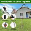 47 Zoll Gartenflaggenhalter mit 5-Fuß-Basis, Metall-Hirtenhaken, Zum Aufhängen von County-Flaggen Hirtenhaken