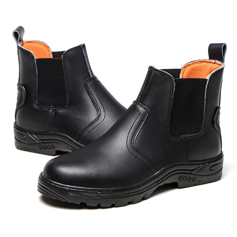 men's leisure steel toe cap working safety boots original leather security shoes worker safe chelsea boot ankle botas protection